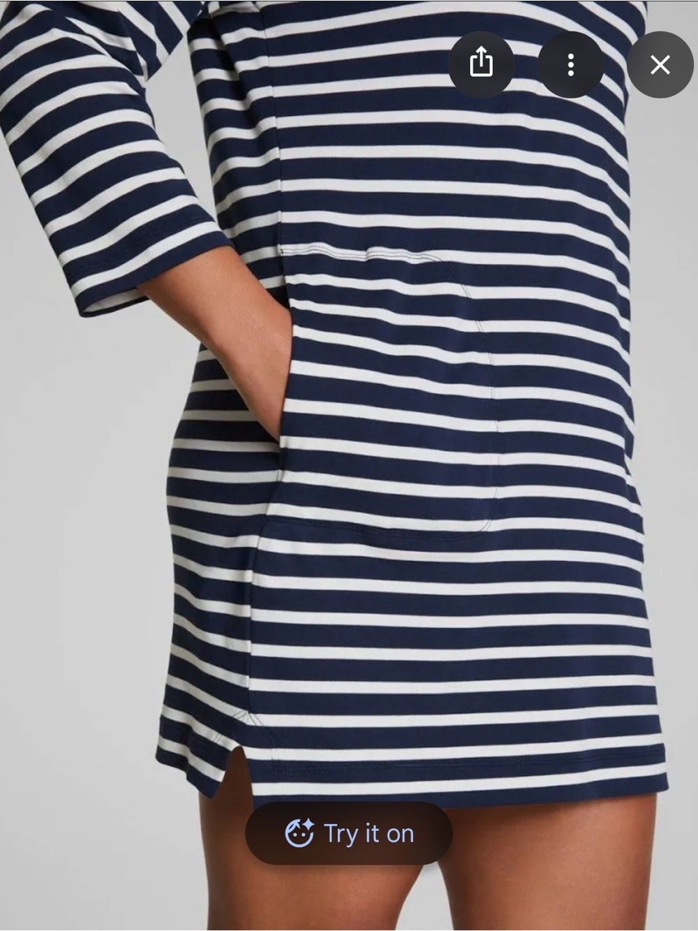 New with tags Spanx cotton boatneck Navy & White Striped Women’s mini dress - Picture 4 of 9